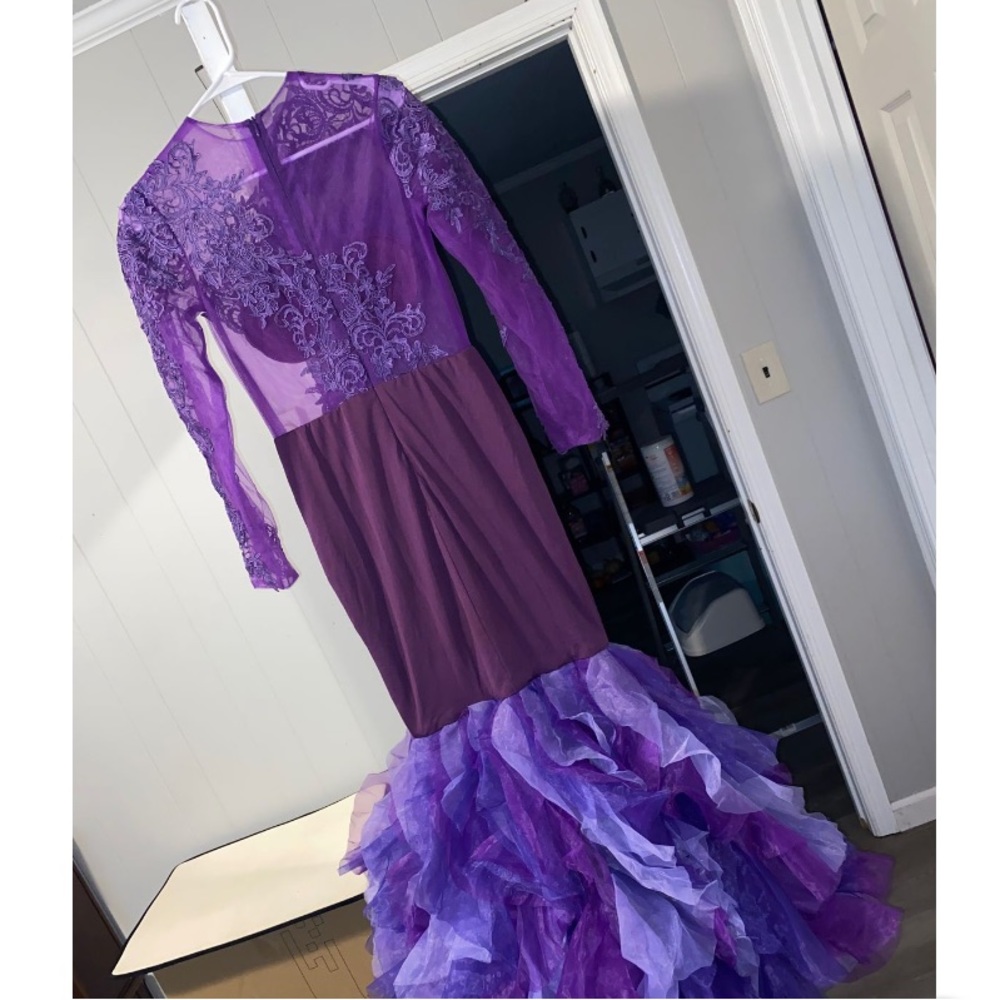 Purple Gown With Flared Fluffy Bottom - image 2